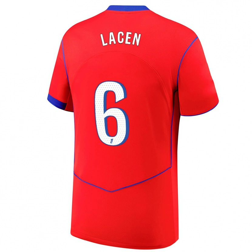 Danxen Män Michaël Lacen #6 Röd Blå Vit Tredjesatsen Matchtröjor 2025/26 Tröjor T-Tröja