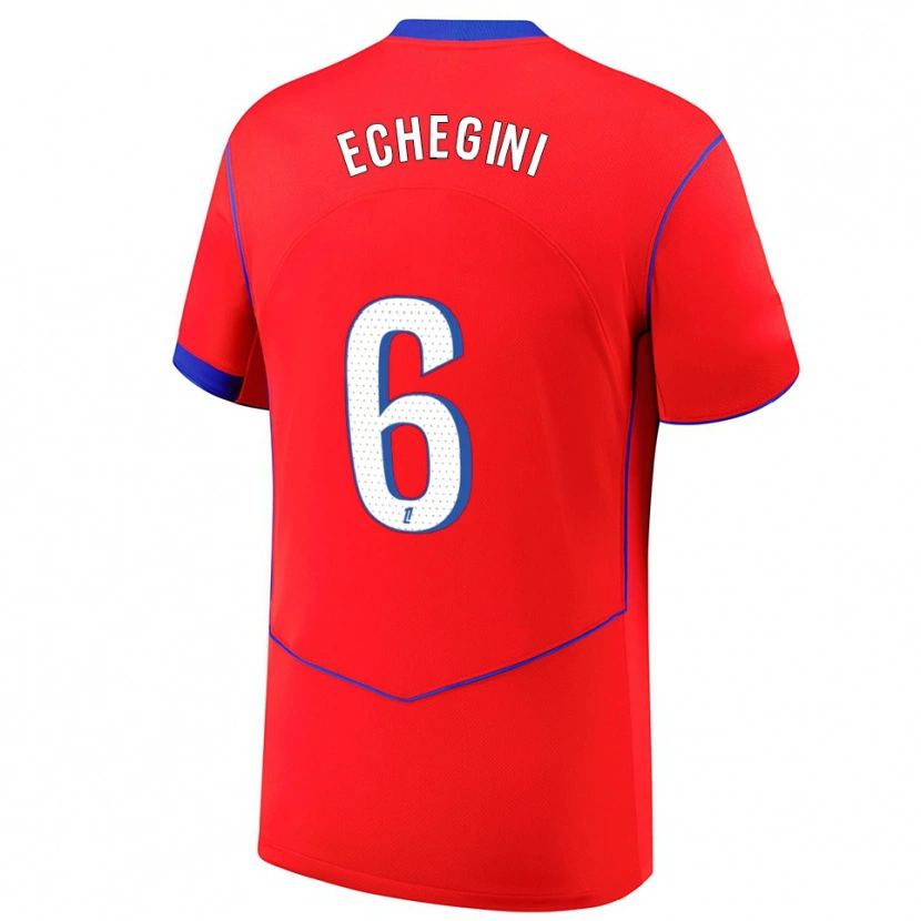 Danxen Män Joe Echegini #6 Röd Blå Vit Tredjesatsen Matchtröjor 2025/26 Tröjor T-Tröja
