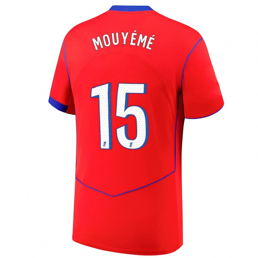 Danxen Män Théo Mouyémé #15 Röd Blå Vit Tredjesatsen Matchtröjor 2025/26 Tröjor T-Tröja