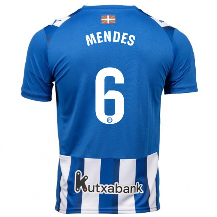 Danxen Kvinnor Tomás Mendes #6 Blå Vit Hemmatröja Matchtröjor 2025/26 Tröjor T-Tröja