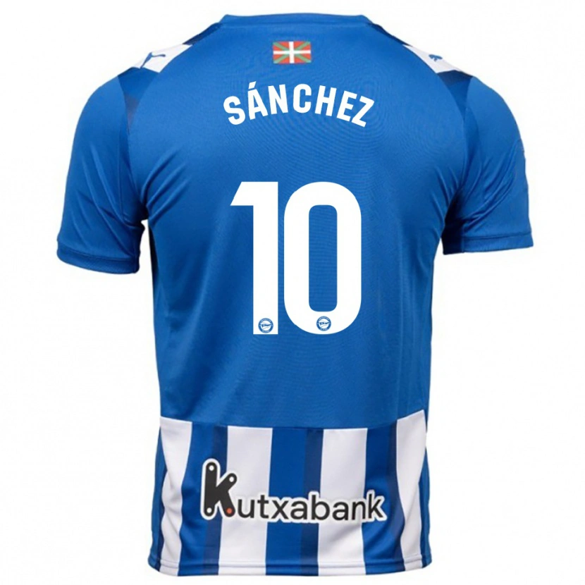 Danxen Kvinnor Ander Sánchez #10 Blå Vit Hemmatröja Matchtröjor 2025/26 Tröjor T-Tröja