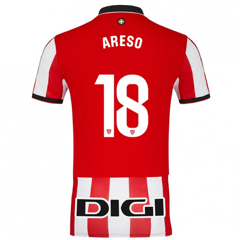 Danxen Kvinnor Jesús Areso #18 Röd Vit Hemmatröja Matchtröjor 2025/26 Tröjor T-Tröja