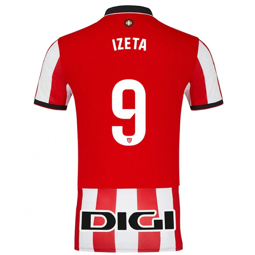 Danxen Kvinnor Urko Izeta #9 Röd Vit Hemmatröja Matchtröjor 2025/26 Tröjor T-Tröja