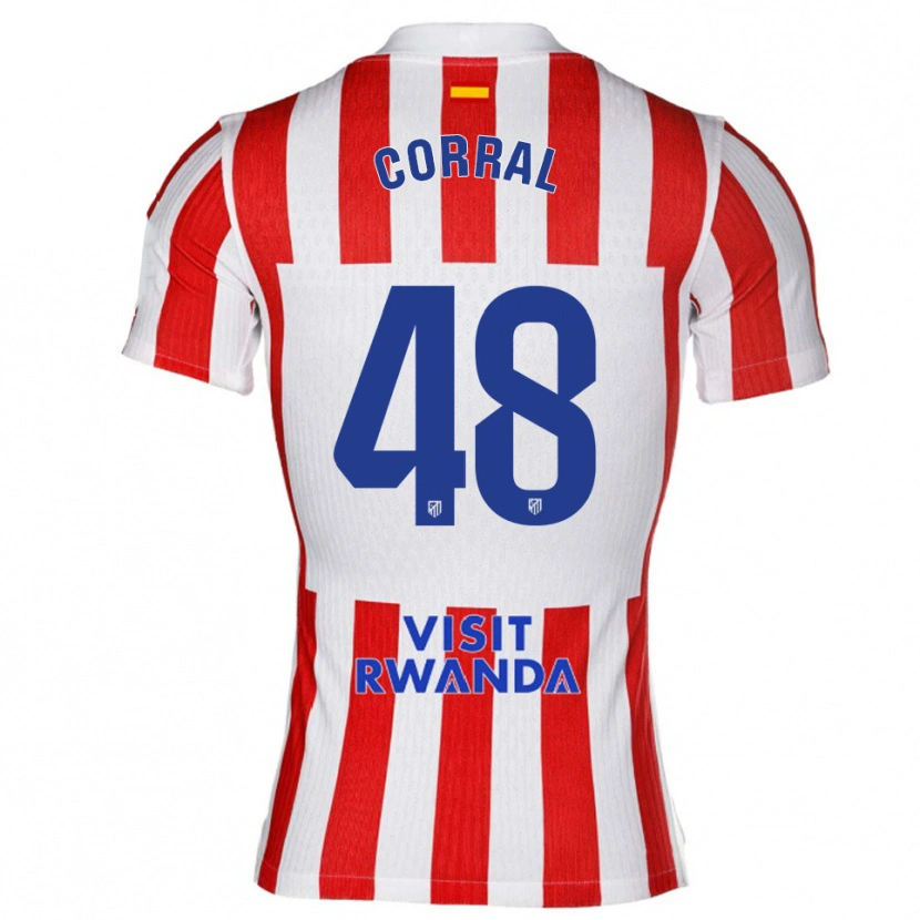 Danxen Kvinnor Adrián Corral #48 Röd Vit Hemmatröja Matchtröjor 2025/26 Tröjor T-Tröja