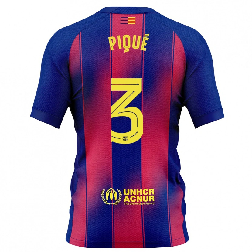 Danxen Kvinnor Gerard Pique #3 Blå Röd Hemmatröja Matchtröjor 2025/26 Tröjor T-Tröja