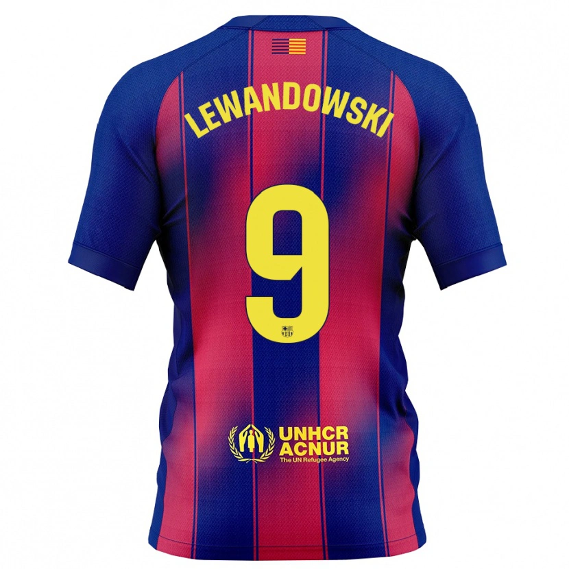 Danxen Kvinnor Robert Lewandowski #9 Blå Röd Hemmatröja Matchtröjor 2025/26 Tröjor T-Tröja