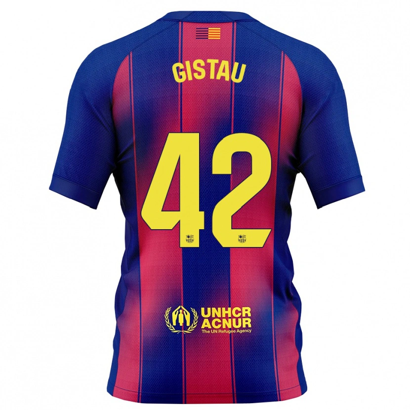 Danxen Kvinnor Òscar Gistau #42 Blå Röd Hemmatröja Matchtröjor 2025/26 Tröjor T-Tröja