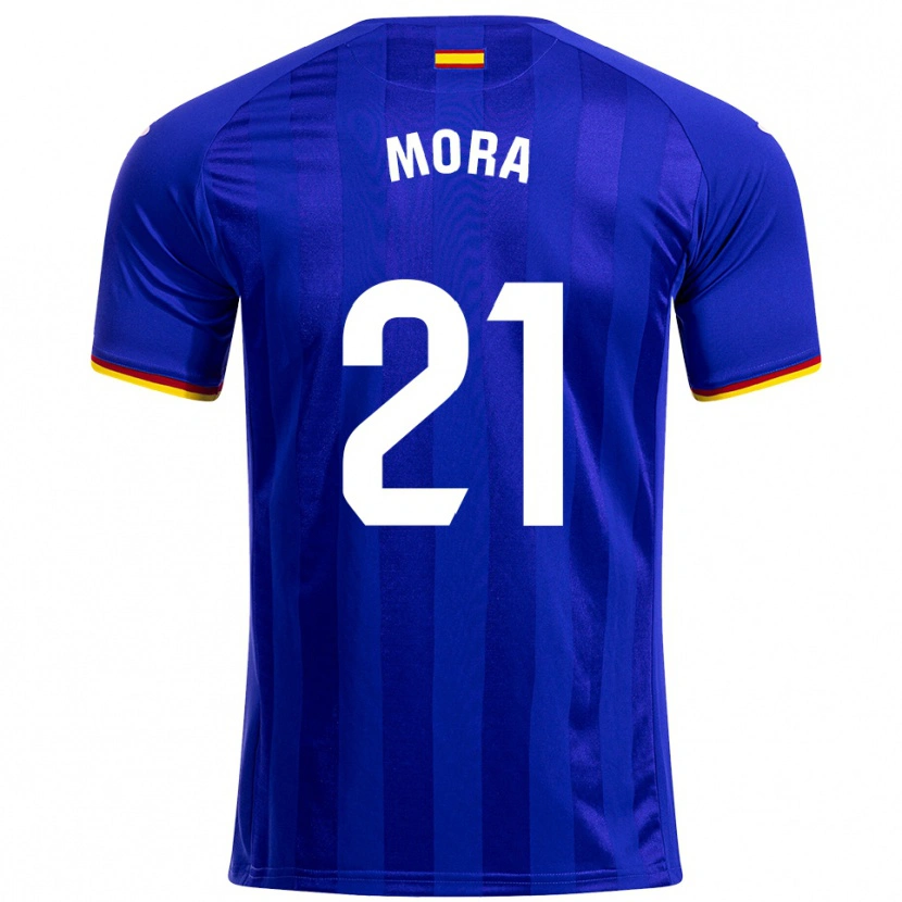 Danxen Kvinnor Adrià Mora #21 Blå Röd Gul Hemmatröja Matchtröjor 2025/26 Tröjor T-Tröja