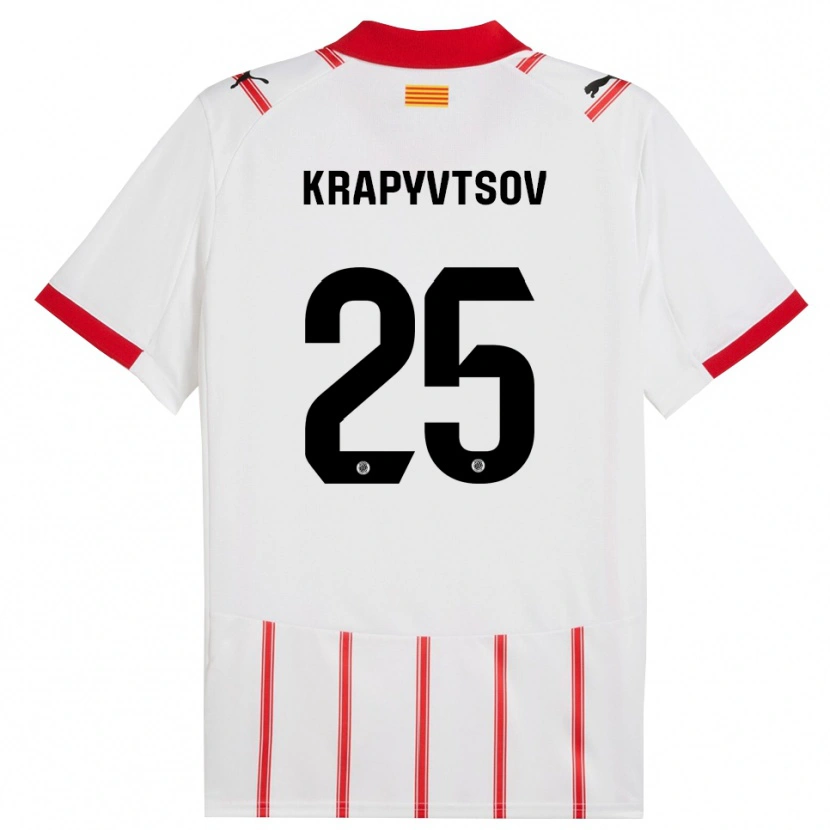 Danxen Kvinnor Vladyslav Krapyvtsov #25 Vit Röd Hemmatröja Matchtröjor 2025/26 Tröjor T-Tröja