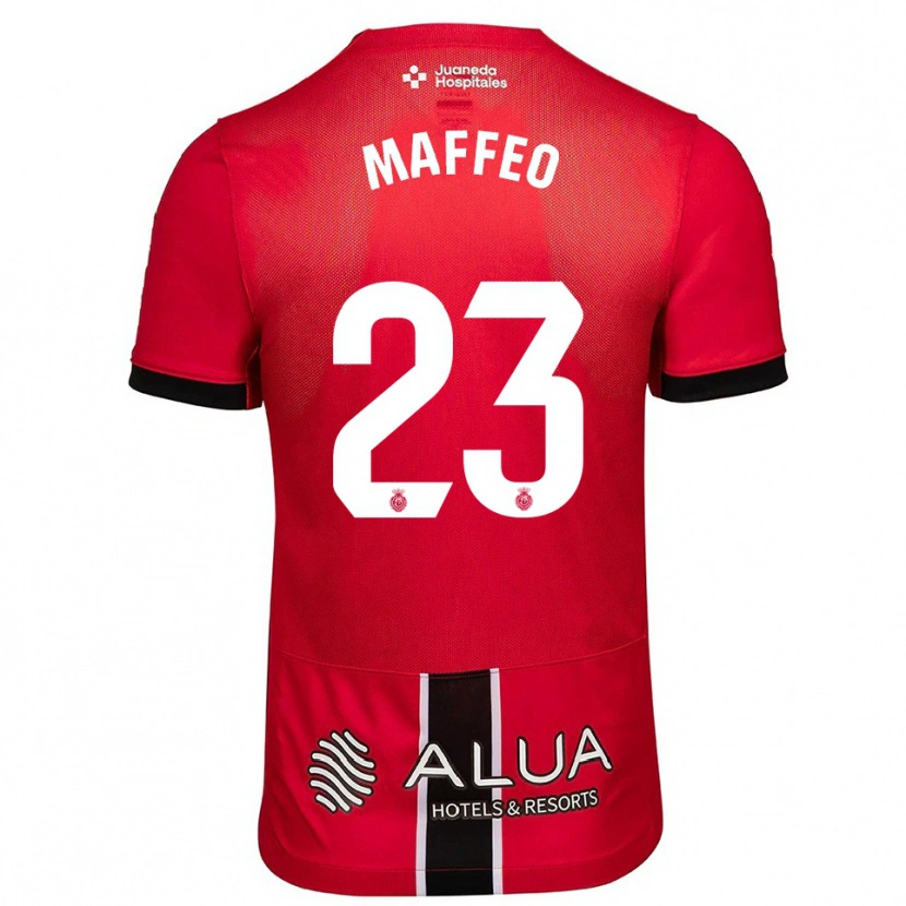Danxen Kvinnor Pablo Maffeo #23 Röd Svart Hemmatröja Matchtröjor 2025/26 Tröjor T-Tröja