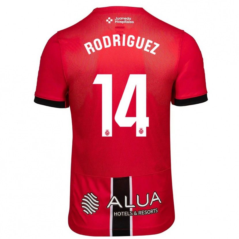 Danxen Kvinnor Diego Rodríguez #14 Röd Svart Hemmatröja Matchtröjor 2025/26 Tröjor T-Tröja