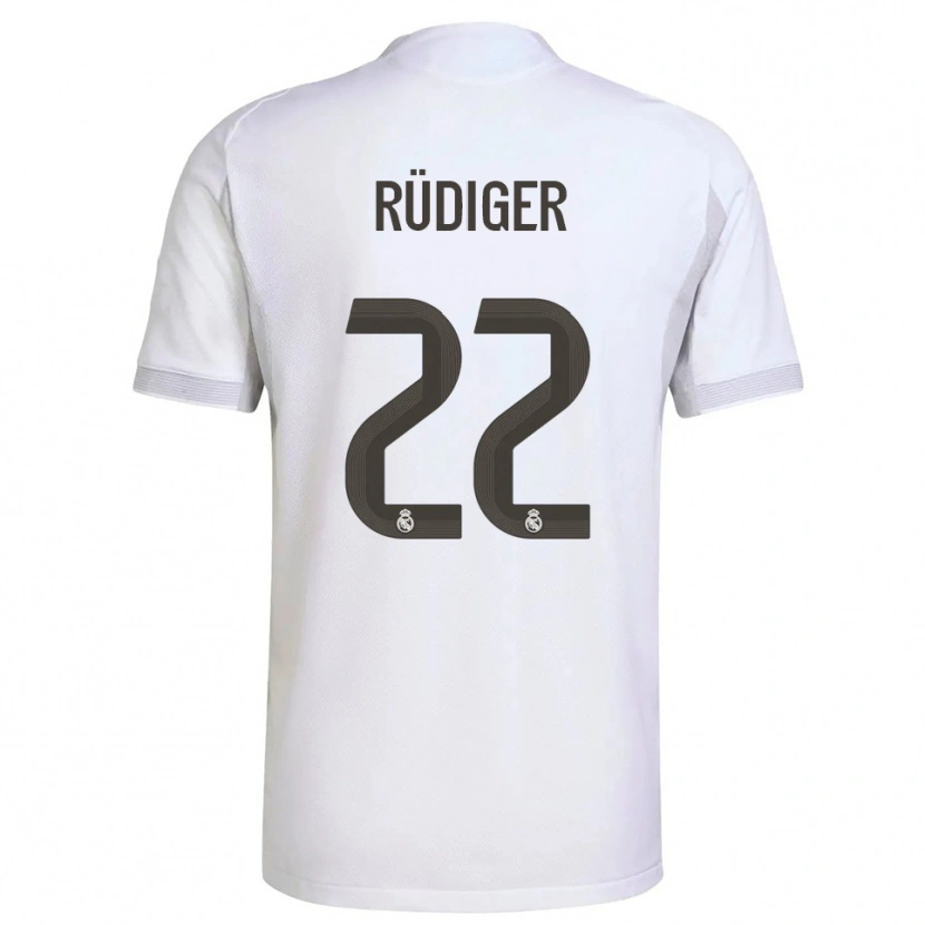 Danxen Kvinnor Antonio Rüdiger #22 Vit Gul Hemmatröja Matchtröjor 2025/26 Tröjor T-Tröja