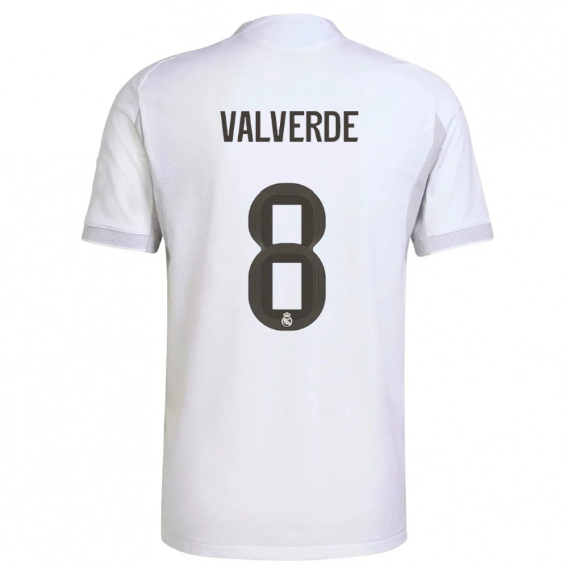 Danxen Kvinnor Federico Valverde #8 Vit Gul Hemmatröja Matchtröjor 2025/26 Tröjor T-Tröja