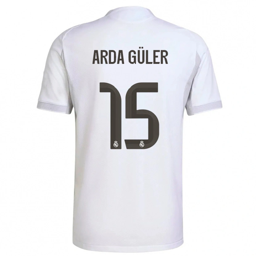 Danxen Kvinnor Arda Güler #15 Vit Gul Hemmatröja Matchtröjor 2025/26 Tröjor T-Tröja