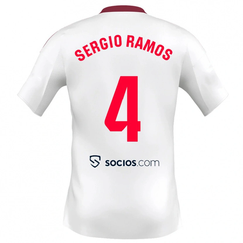 Danxen Kvinnor Sergio Ramos #4 Vit Röd Hemmatröja Matchtröjor 2025/26 Tröjor T-Tröja