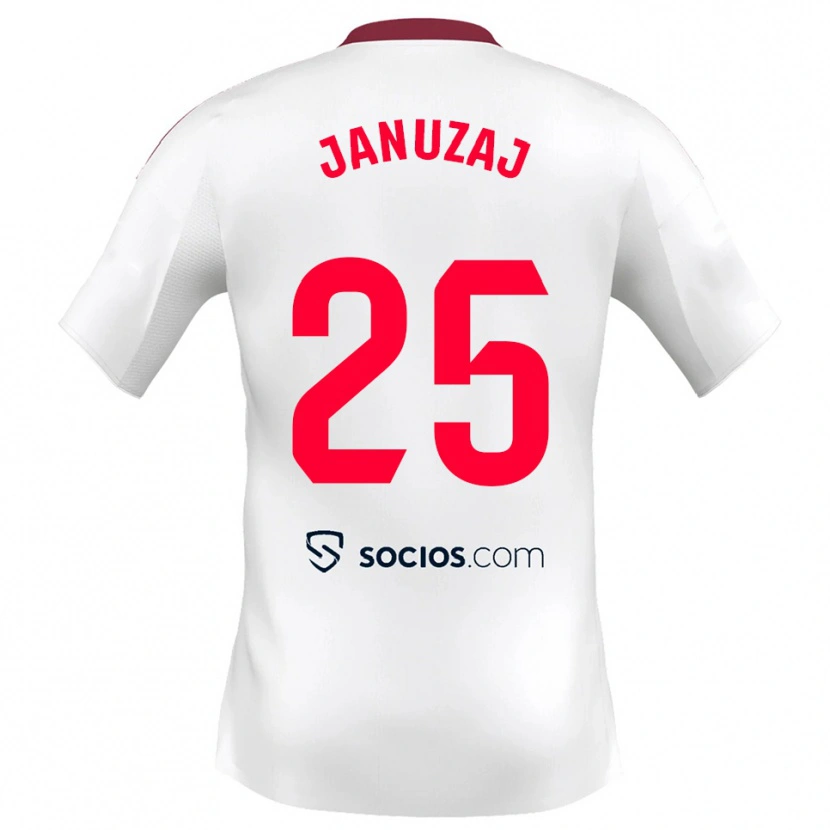 Danxen Kvinnor Adnan Januzaj #25 Vit Röd Hemmatröja Matchtröjor 2025/26 Tröjor T-Tröja