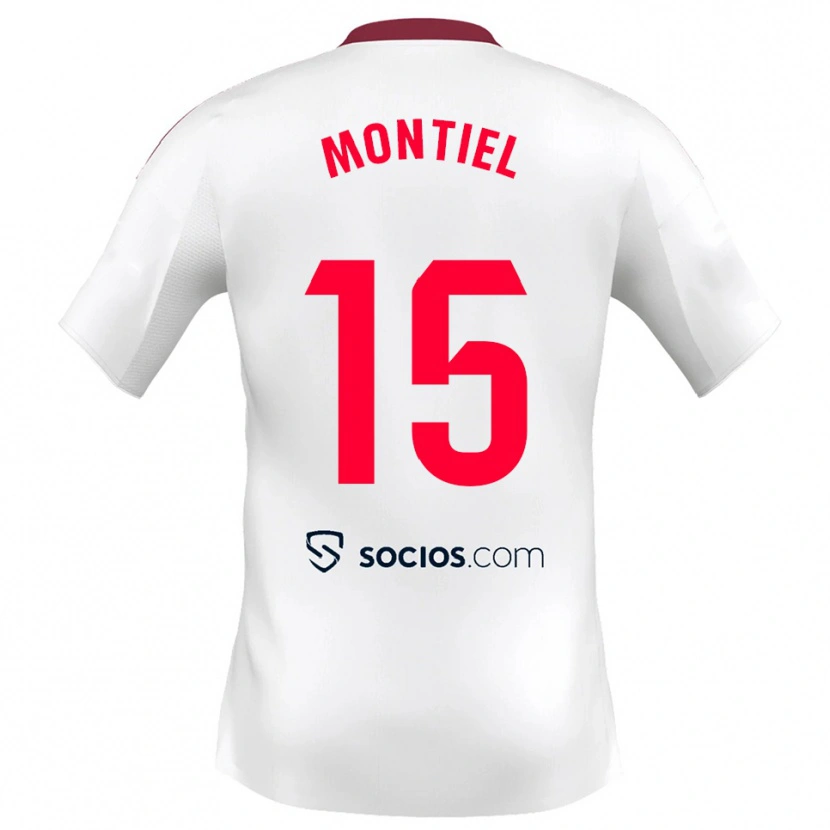 Danxen Kvinnor Gonzalo Montiel #15 Vit Röd Hemmatröja Matchtröjor 2025/26 Tröjor T-Tröja