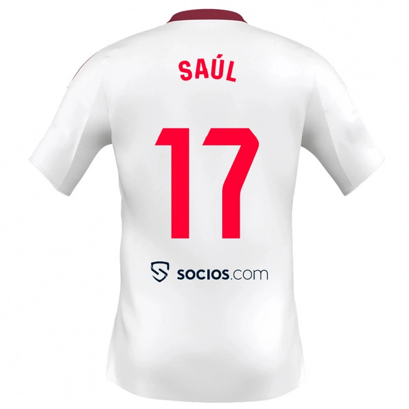 Danxen Kvinnor Saul Niguez #17 Vit Röd Hemmatröja Matchtröjor 2025/26 Tröjor T-Tröja