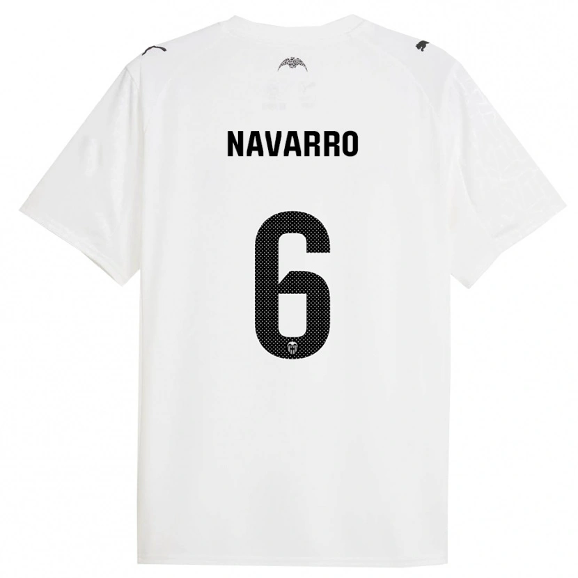 Danxen Kvinnor Javi Navarro #6 Vit Svart Hemmatröja Matchtröjor 2025/26 Tröjor T-Tröja