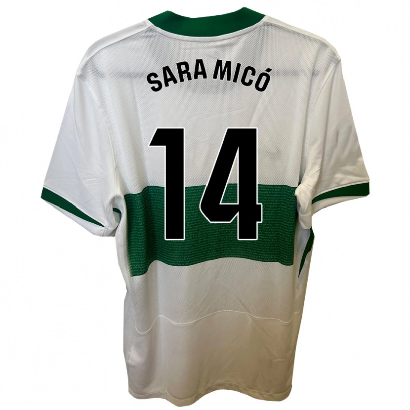 Danxen Kvinnor Sara Micó Soler #14 Vit Grön Hemmatröja Matchtröjor 2025/26 Tröjor T-Tröja