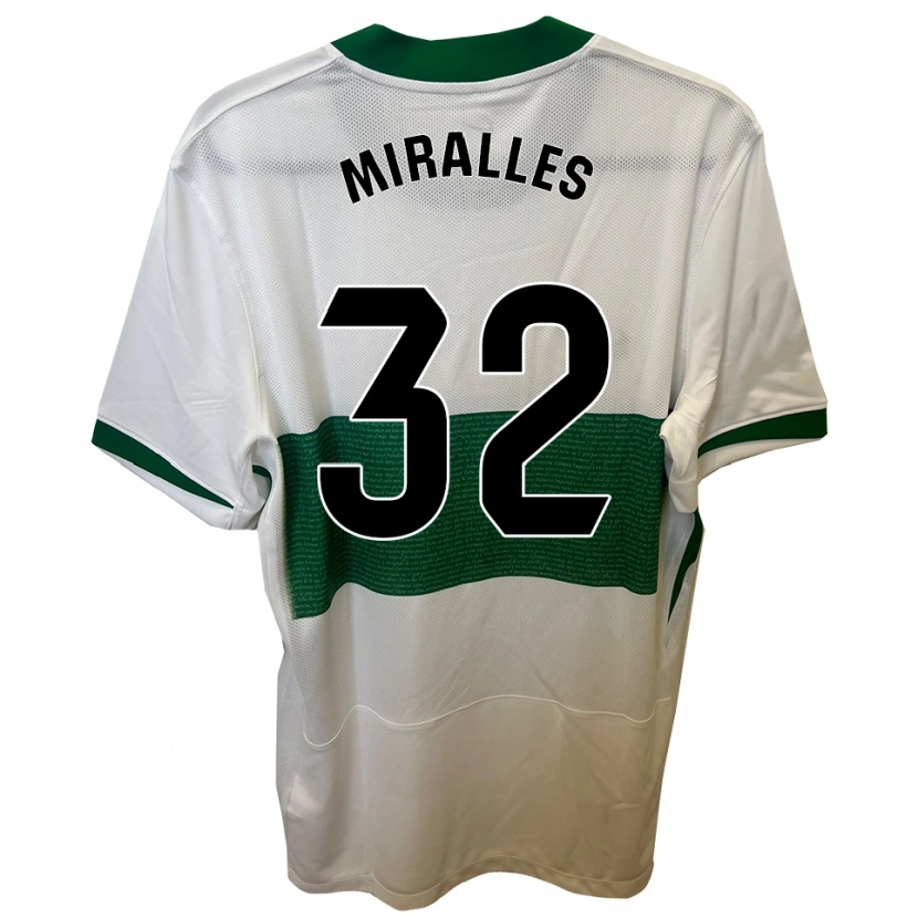 Danxen Kvinnor Álvaro Miralles #32 Vit Grön Hemmatröja Matchtröjor 2025/26 Tröjor T-Tröja
