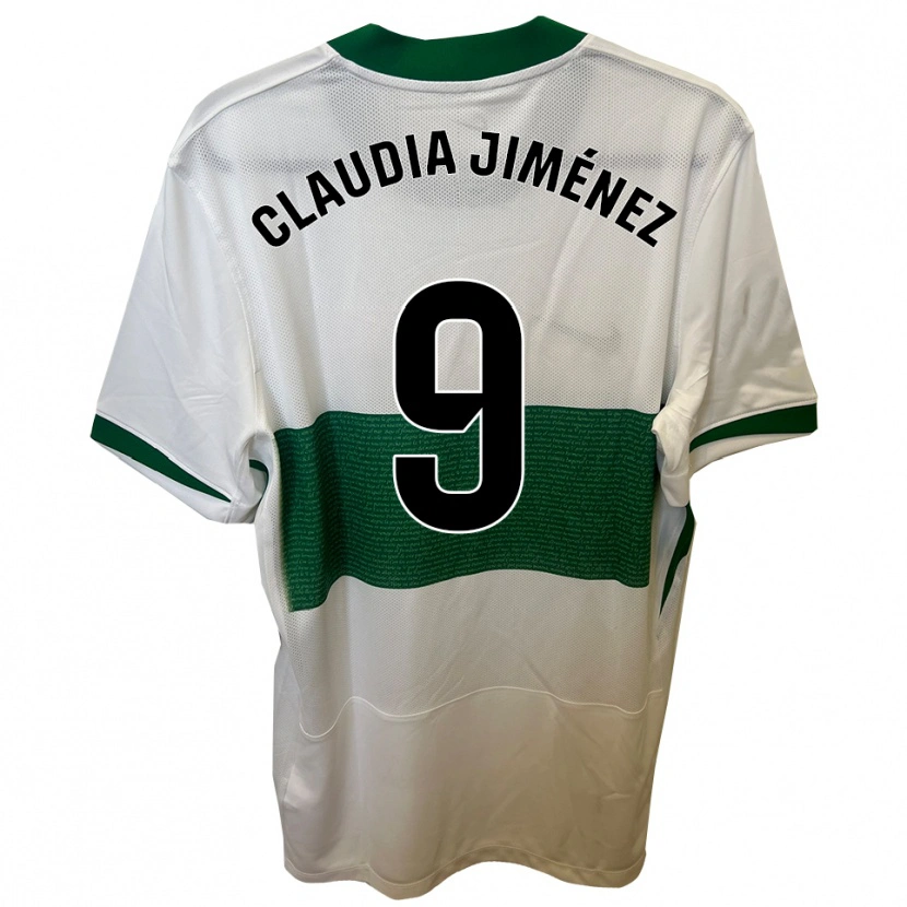 Danxen Kvinnor Claudia Jiménez Gutiérrez #9 Vit Grön Hemmatröja Matchtröjor 2025/26 Tröjor T-Tröja