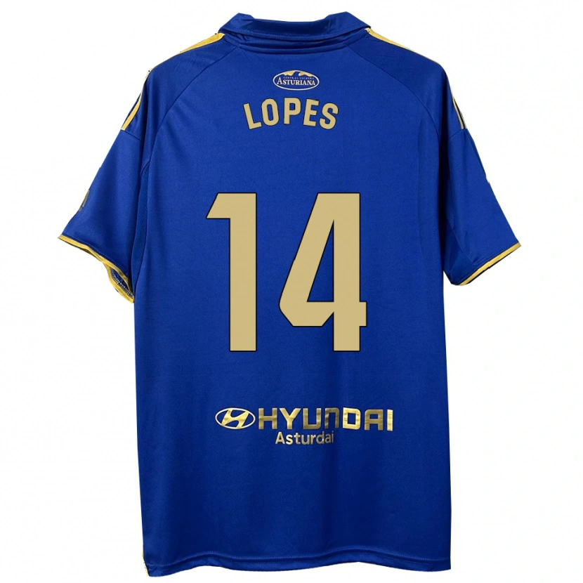 Danxen Kvinnor Adrián Lopes #14 Blå Guld Hemmatröja Matchtröjor 2025/26 Tröjor T-Tröja