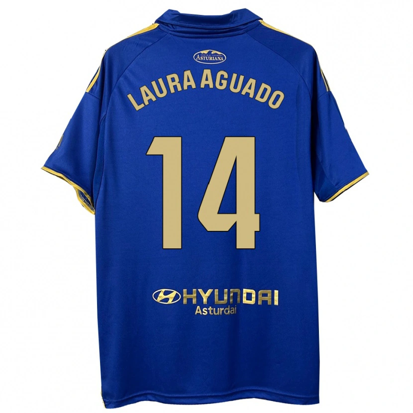 Danxen Kvinnor Laura Aguado #14 Blå Guld Hemmatröja Matchtröjor 2025/26 Tröjor T-Tröja