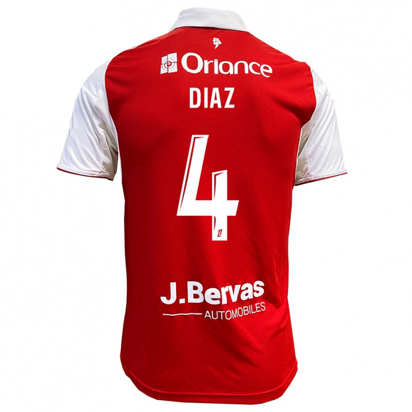 Danxen Kvinnor Junior Diaz #4 Röd Vit Hemmatröja Matchtröjor 2025/26 Tröjor T-Tröja