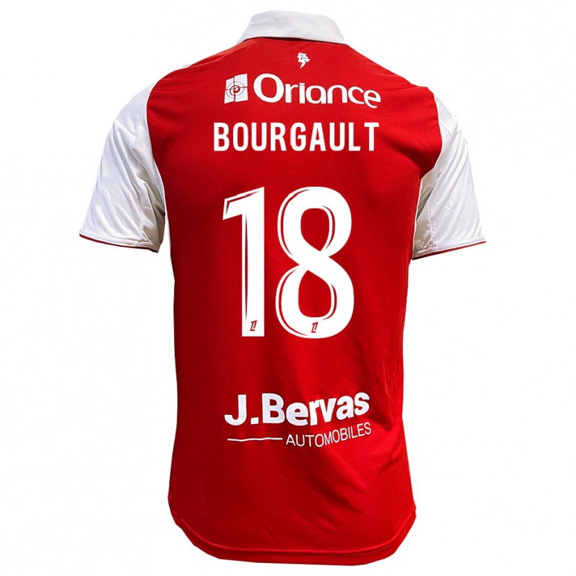 Danxen Kvinnor Justin Bourgault #18 Röd Vit Hemmatröja Matchtröjor 2025/26 Tröjor T-Tröja