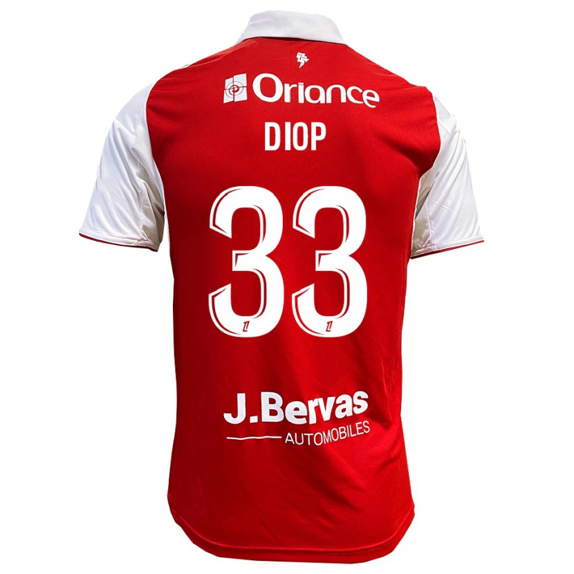 Danxen Kvinnor Saliou Diop #33 Röd Vit Hemmatröja Matchtröjor 2025/26 Tröjor T-Tröja