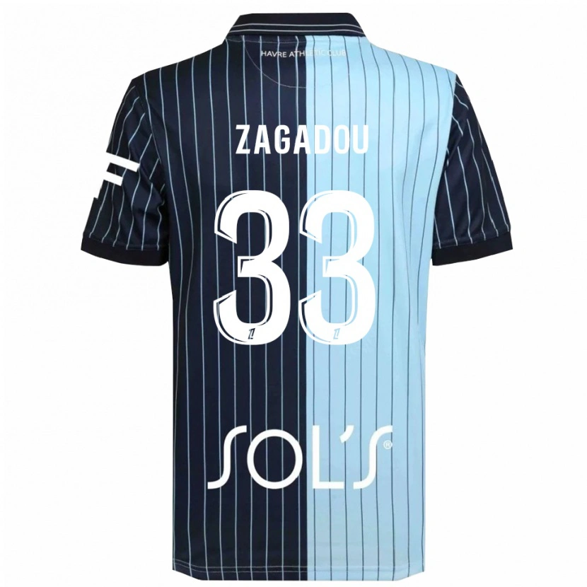 Danxen Kvinnor Stephan Zagadou #33 Marinblå Himmelsblå Hemmatröja Matchtröjor 2025/26 Tröjor T-Tröja