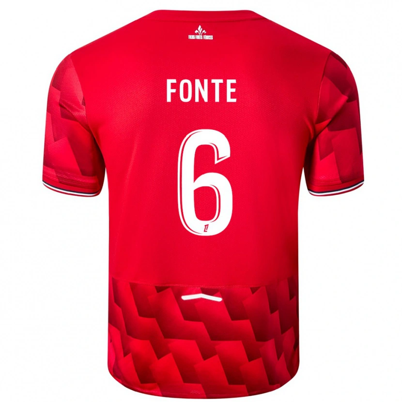 Danxen Kvinnor Jose Fonte #6 Röd Vit Hemmatröja Matchtröjor 2025/26 Tröjor T-Tröja