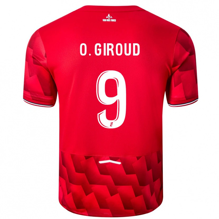 Danxen Kvinnor Olivier Giroud #9 Röd Vit Hemmatröja Matchtröjor 2025/26 Tröjor T-Tröja