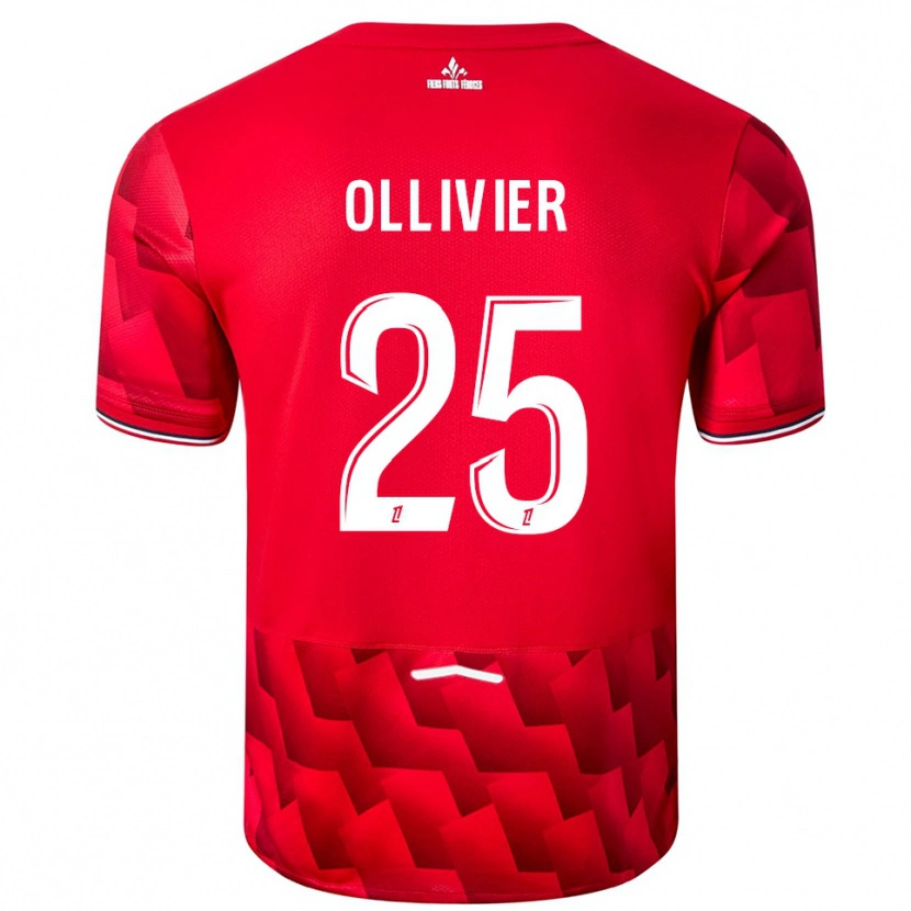 Danxen Kvinnor Agathe Ollivier #25 Röd Vit Hemmatröja Matchtröjor 2025/26 Tröjor T-Tröja
