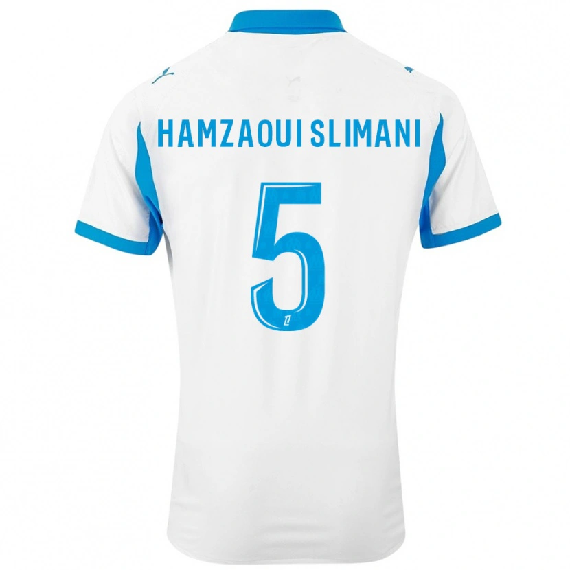 Danxen Kvinnor Hilan Hamzaoui Slimani #5 Vit Himmelsblå Hemmatröja Matchtröjor 2025/26 Tröjor T-Tröja