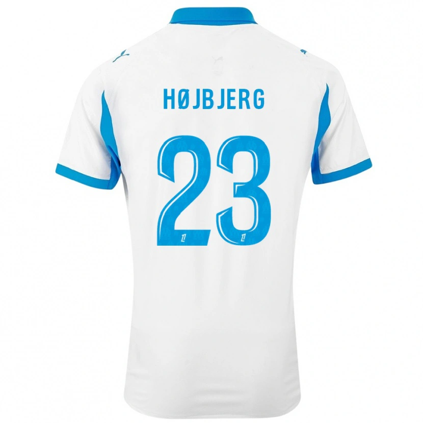 Danxen Kvinnor Pierre-Emile Højbjerg #23 Vit Himmelsblå Hemmatröja Matchtröjor 2025/26 Tröjor T-Tröja