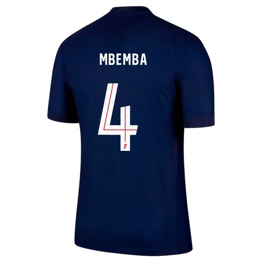Danxen Kvinnor Stanislas Mbemba #4 Marinblå Röd Hemmatröja Matchtröjor 2025/26 Tröjor T-Tröja