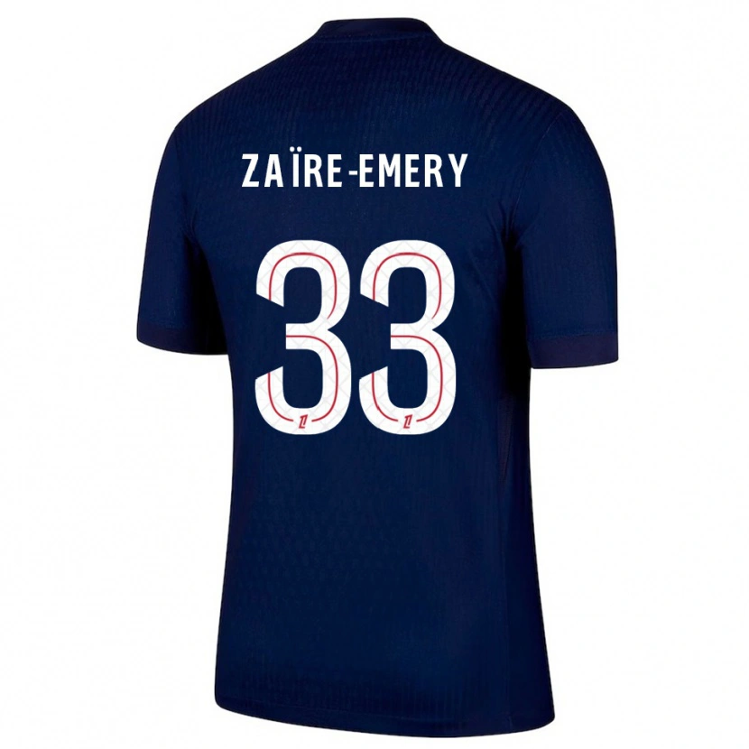 Danxen Kvinnor Warren Zaïre-Emery #33 Marinblå Röd Hemmatröja Matchtröjor 2025/26 Tröjor T-Tröja