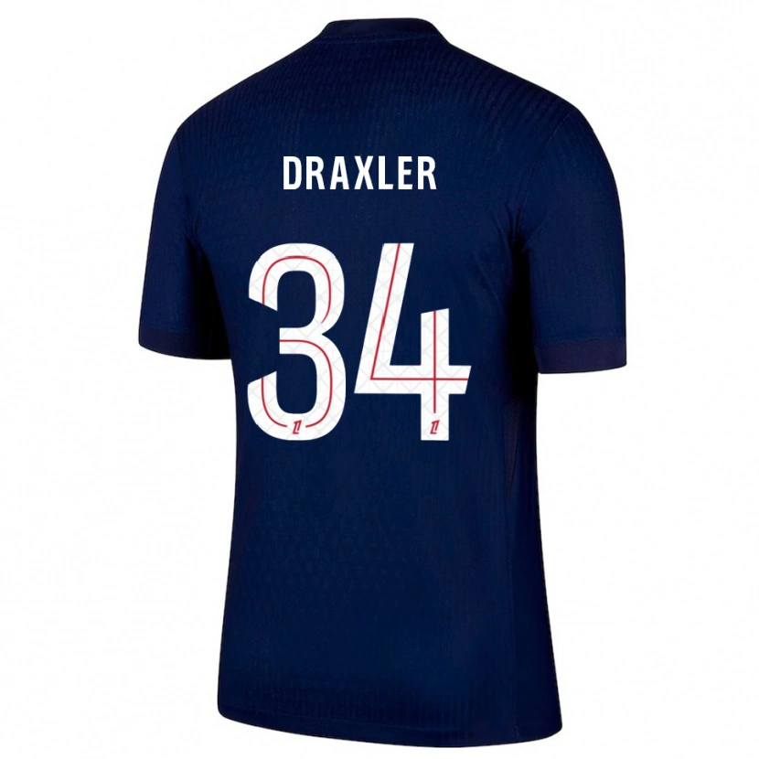Danxen Kvinnor Julian Draxler #34 Marinblå Röd Hemmatröja Matchtröjor 2025/26 Tröjor T-Tröja