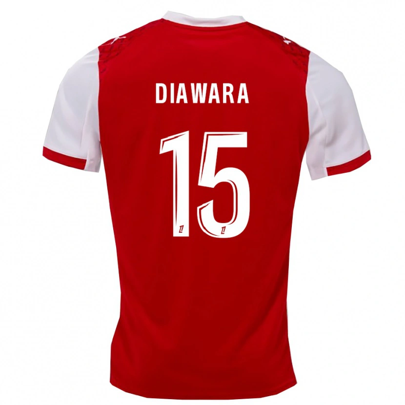 Danxen Kvinnor Lamine Diawara #15 Röd Vit Hemmatröja Matchtröjor 2025/26 Tröjor T-Tröja