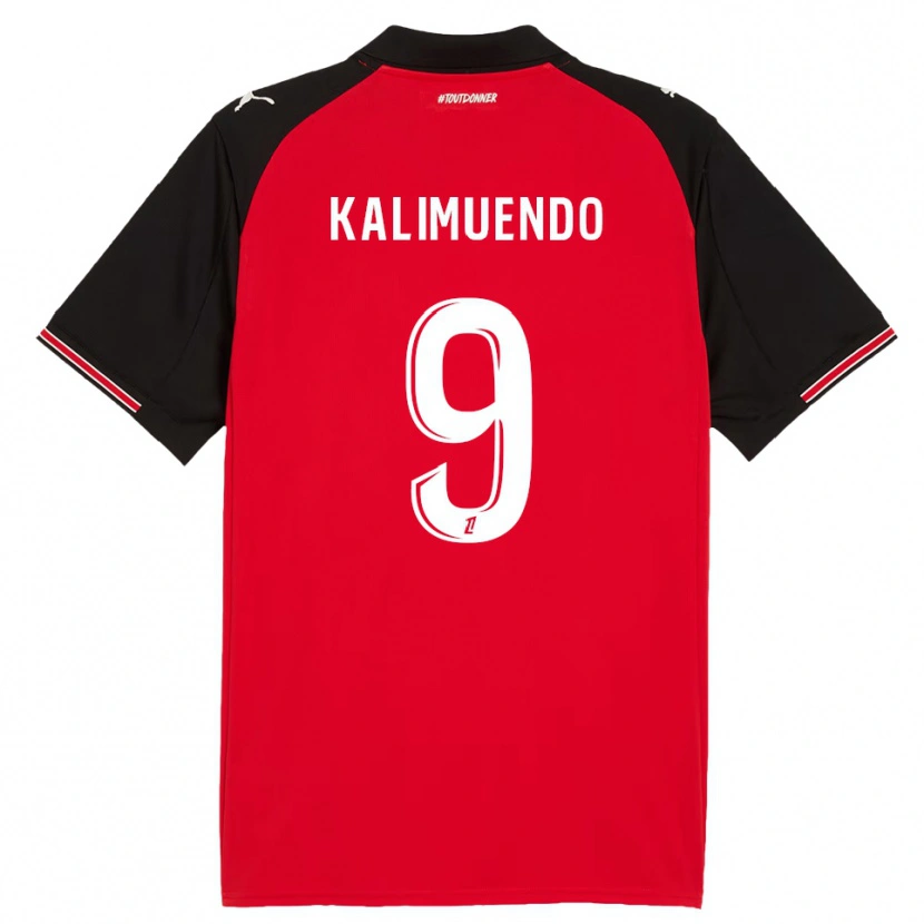 Danxen Kvinnor Arnaud Kalimuendo #9 Röd Svart Hemmatröja Matchtröjor 2025/26 Tröjor T-Tröja