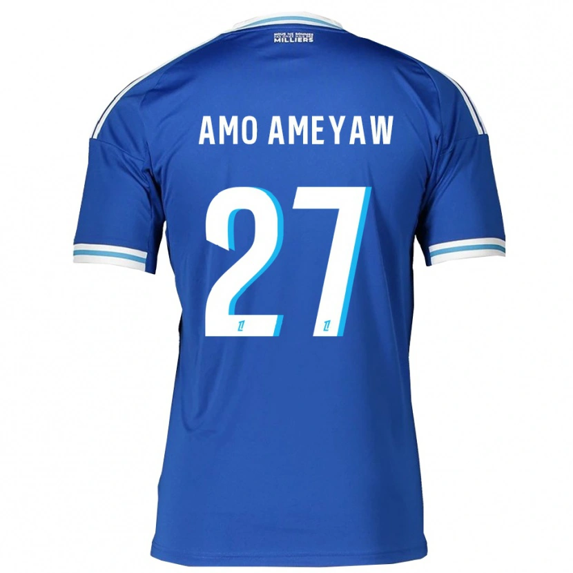 Danxen Kvinnor Samuel Amo-Ameyaw #27 Blå Vit Hemmatröja Matchtröjor 2025/26 Tröjor T-Tröja