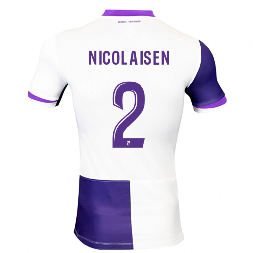 Danxen Kvinnor Rasmus Nicolaisen #2 Lila Vit Hemmatröja Matchtröjor 2025/26 Tröjor T-Tröja