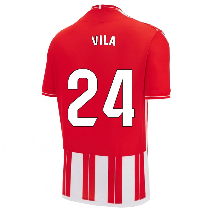 Danxen Kvinnor Nacho Vila #24 Röd Vit Hemmatröja Matchtröjor 2025/26 Tröjor T-Tröja