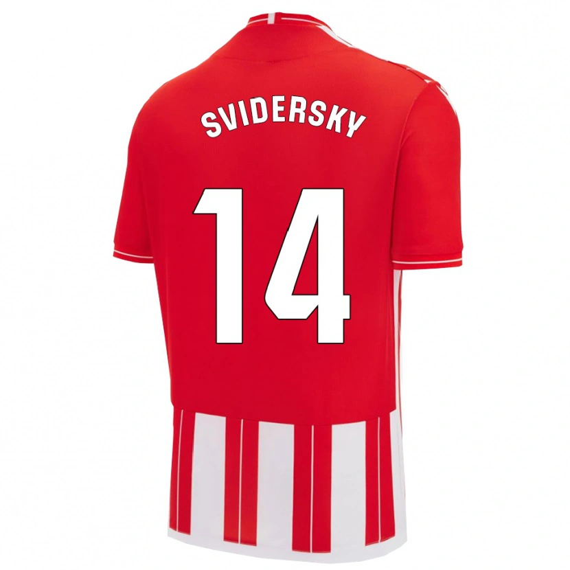 Danxen Kvinnor Martin Svidersky #14 Röd Vit Hemmatröja Matchtröjor 2025/26 Tröjor T-Tröja