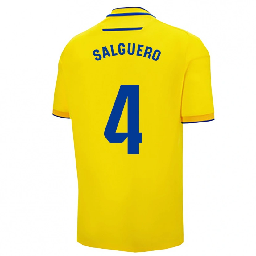 Danxen Kvinnor Adrián Salguero #4 Gul Marinblå Hemmatröja Matchtröjor 2025/26 Tröjor T-Tröja