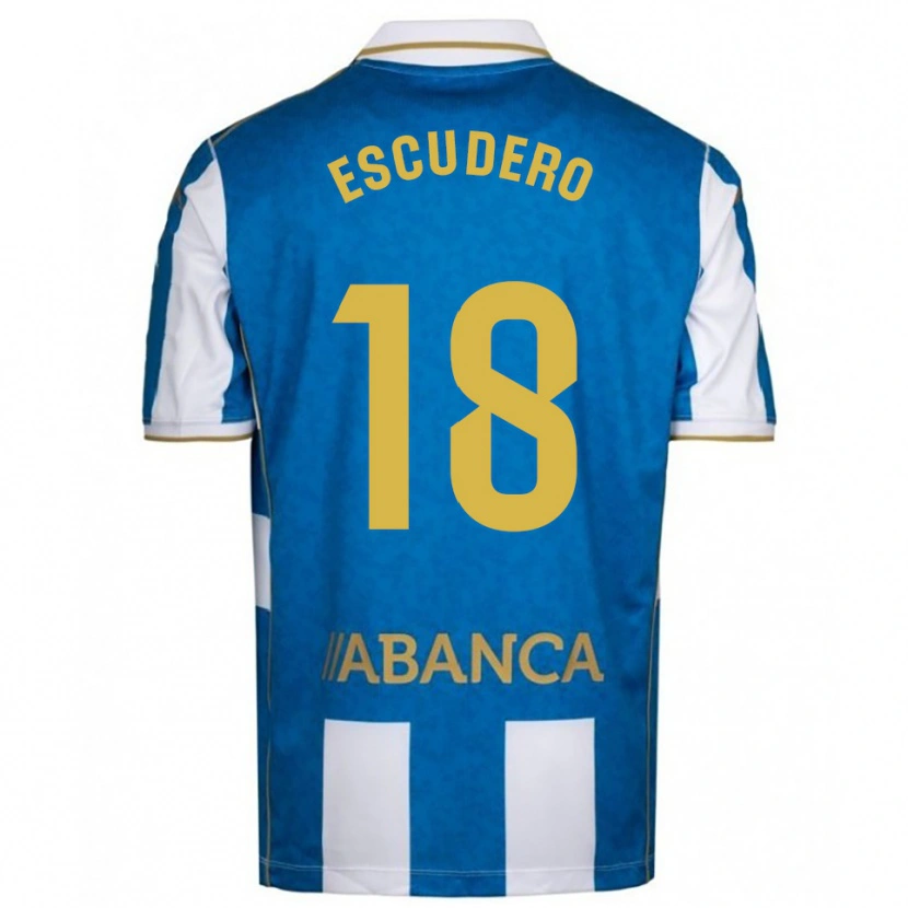 Danxen Kvinnor Sergio Escudero #18 Vit Blå Hemmatröja Matchtröjor 2025/26 Tröjor T-Tröja