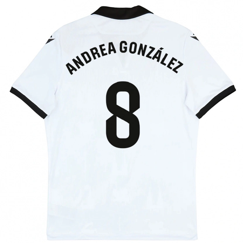 Danxen Kvinnor Andrea González #8 Vit Svart Hemmatröja Matchtröjor 2025/26 Tröjor T-Tröja
