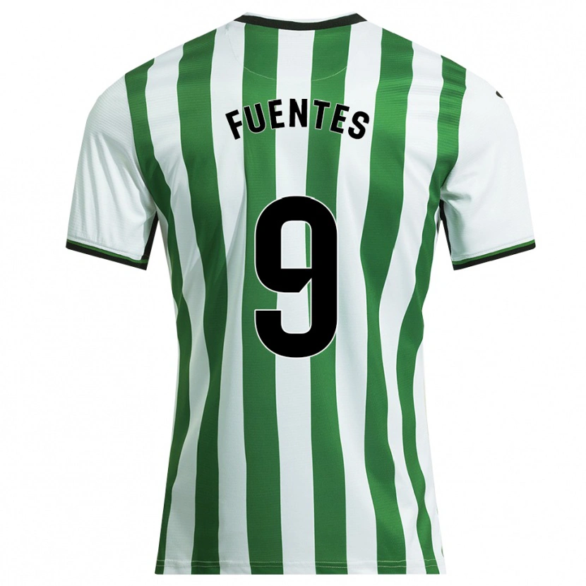 Danxen Kvinnor Adrián Fuentes #9 Vit Grön Hemmatröja Matchtröjor 2025/26 Tröjor T-Tröja